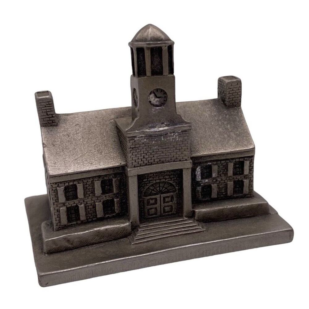 Pewter School House Vtg Miniature Metal Hudson 1986 USA 4191 PW Baston Jr